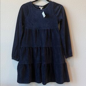 Crewcuts Navy Blue Corduroy Tiered Kids Dress